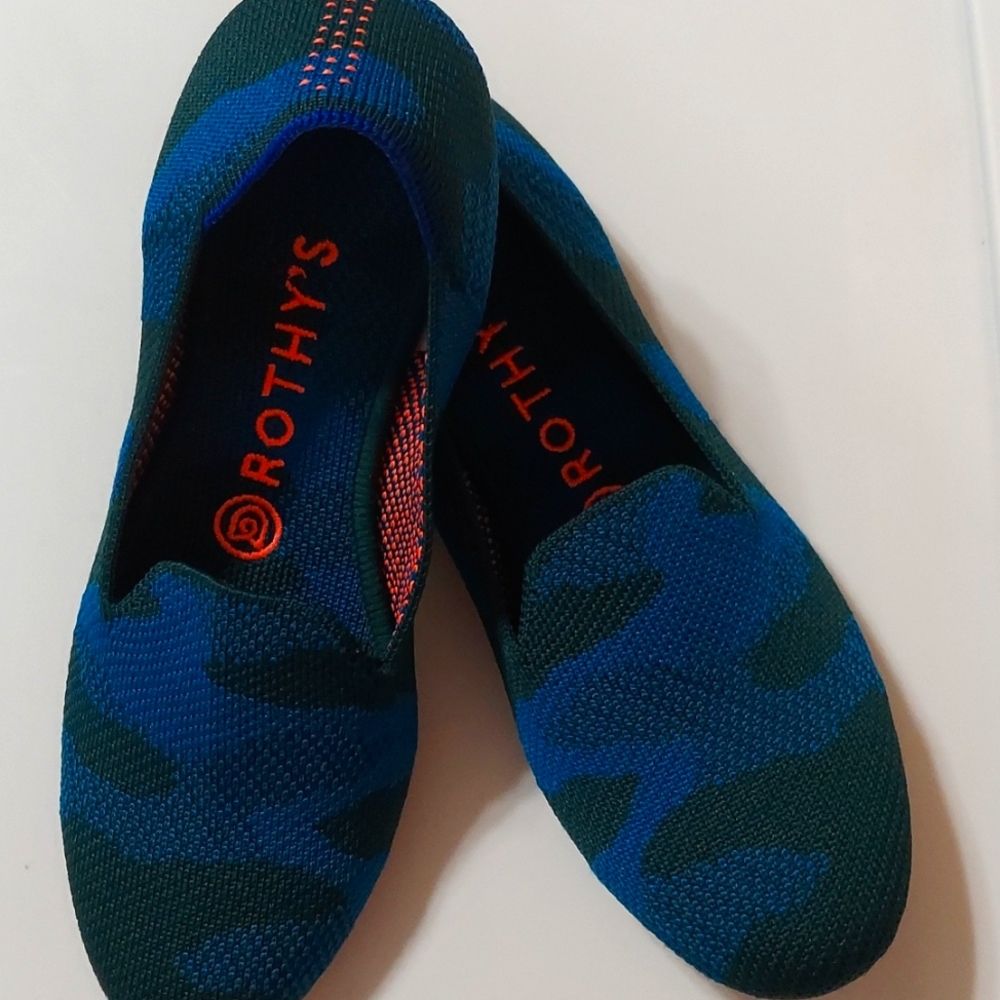 Rothy's teal & green camo loafer *Retired* Sz 7